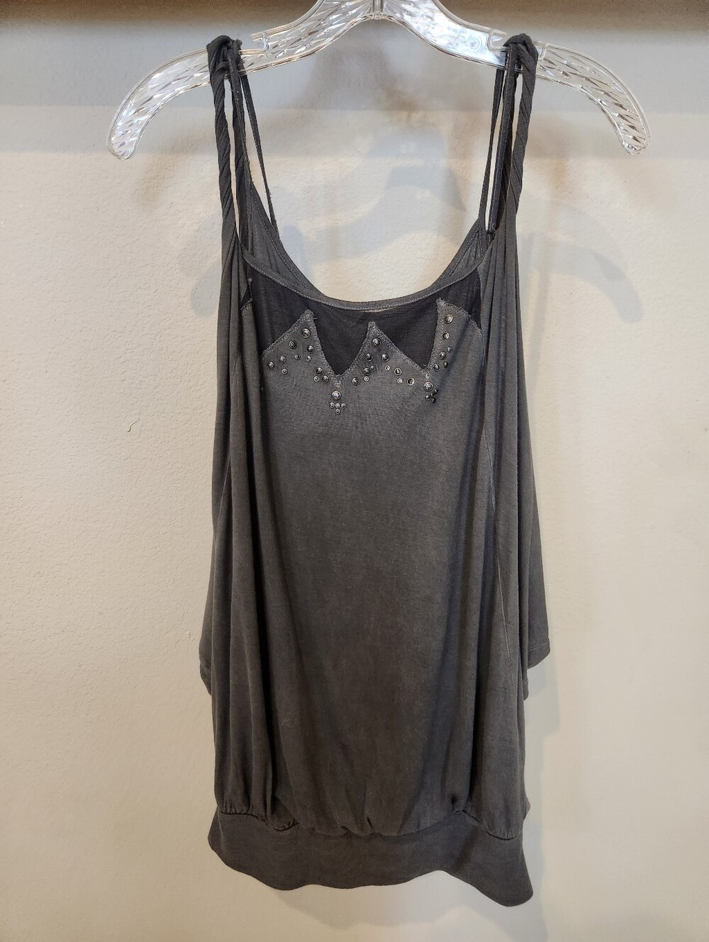 Guess Brand Women's Gray Studded Layered Flowing Tank Top